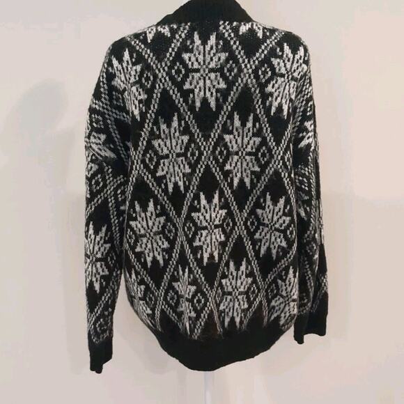 Asos Design Cozy Women's 4 Small Black White Oversized Chunky Crewneck Sweater - Picture 4 of 9